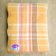 Load image into Gallery viewer, Melon and Orange SINGLE Bright Retro New Zealand Wool Blanket