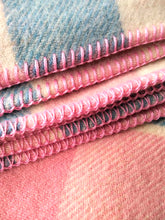 Load image into Gallery viewer, Soft Pink &amp; Blue SINGLE New Zealand Wool Blanket
