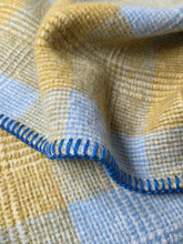 Load image into Gallery viewer, Gentlemanly Tweed SINGLE blanket in soft blue, mustard and cream
