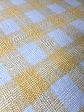 Load image into Gallery viewer, Gentlemanly Tweed SINGLE blanket in soft blue, mustard and cream