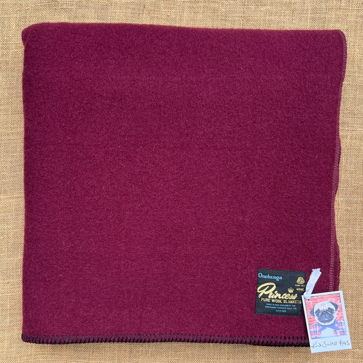 Deep Plum KING SINGLE Wool Blanket Soft! Fresh Retro Love