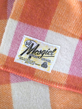 Load image into Gallery viewer, Colour Block Plaid Orange and Pink SINGLE New Zealand Wool Blanket