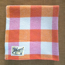 Load image into Gallery viewer, Colour Block Plaid Orange and Pink SINGLE New Zealand Wool Blanket