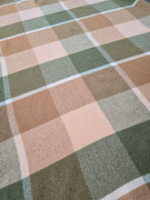 Load image into Gallery viewer, Olive and Chocolate Tan Check KING SINGLE New Zealand Wool Blanket