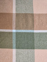 Load image into Gallery viewer, Olive and Chocolate Tan Check KING SINGLE New Zealand Wool Blanket