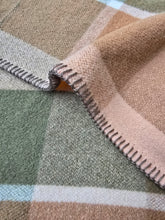 Load image into Gallery viewer, Olive and Chocolate Tan Check KING SINGLE New Zealand Wool Blanket