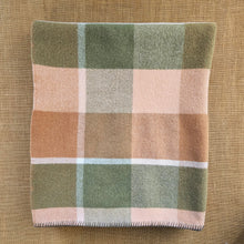 Load image into Gallery viewer, Olive and Chocolate Tan Check KING SINGLE New Zealand Wool Blanket