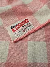 Load image into Gallery viewer, Pink & Cream Check SINGLE New Zealand Wool Blanket