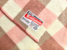 Load image into Gallery viewer, Pink, Taupe & Cream Check SINGLE New Zealand Wool Blanket