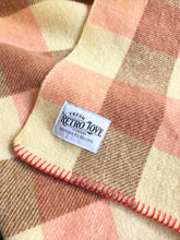 Load image into Gallery viewer, Pink, Taupe & Cream Check SINGLE New Zealand Wool Blanket