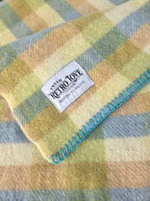 Load image into Gallery viewer, Mini-check with Turquoise SINGLE New Zealand Wool Blanket.