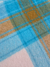 Load image into Gallery viewer, Fresh Retro Favourite! Turquoise, Cream and Mustard SINGLE New Zealand Wool Blanket. 2 of 3