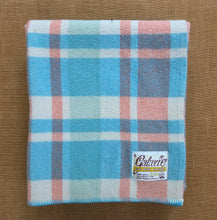 Load image into Gallery viewer, Beachy Turquoise and Coral SINGLE Pure Wool Retro Blanket