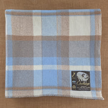 Load image into Gallery viewer, Exceptional Sky Blue and Neutral Brown KING SINGLE Onehunga NZ Wool Blanket