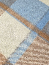 Load image into Gallery viewer, Exceptional Sky Blue and Neutral Brown KING SINGLE Onehunga NZ Wool Blanket