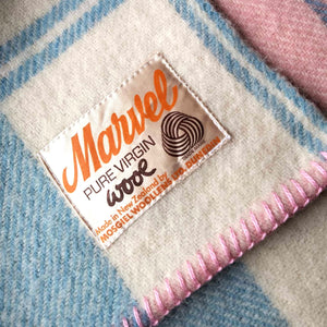 Soft Pink & Blue SINGLE New Zealand Wool Blanket