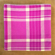 Load image into Gallery viewer, Magenta and Cream Check DOUBLE New Zealand Wool Blanket