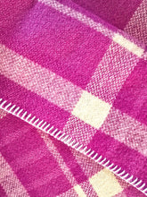 Load image into Gallery viewer, Magenta and Cream Check DOUBLE New Zealand Wool Blanket