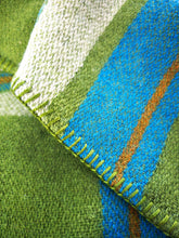 Load image into Gallery viewer, Fresh Retro Favourite Turquoise and Green KING SINGLE New Zealand Wool Blanket