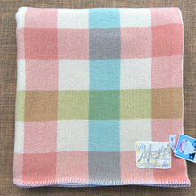 Load image into Gallery viewer, Soft Pastel Check SINGLE Lightweight New Zealand Wool Blanket