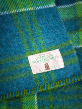 Load image into Gallery viewer, Another Fresh Retro Favourite Teal, Emerald and Olive SINGLE blanket.  New Zealand Wool