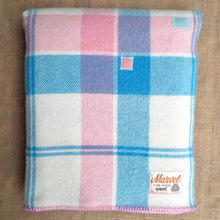 Load image into Gallery viewer, Soft Pink &amp; Blue SINGLE New Zealand Wool Blanket

