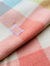 Load image into Gallery viewer, Soft Pastel Check SINGLE Lightweight New Zealand Wool Blanket.