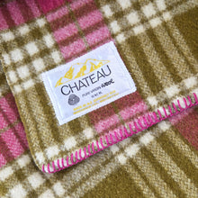 Load image into Gallery viewer, Thick Magenta & Olive SINGLE New Zealand Wool Blanket