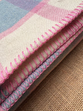 Load image into Gallery viewer, Pink and Blue Check QUEEN Napier Woollen Mills Vintage NZ Wool Blanket.