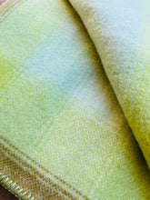 Load image into Gallery viewer, Super Bright Retro Greens & Olive DOUBLE New Zealand Wool Blanket
