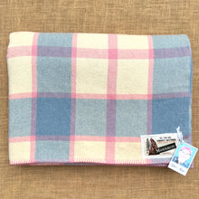 Load image into Gallery viewer, Pink and Blue Check QUEEN Napier Woollen Mills Vintage NZ Wool Blanket.