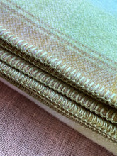 Load image into Gallery viewer, Super Bright Retro Greens & Olive DOUBLE New Zealand Wool Blanket