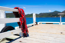 Load image into Gallery viewer, Adventure Awaits (New Wool): Black Sand Sunset TRAVEL RUG