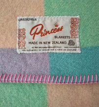 Load image into Gallery viewer, Pastel Check Onehunga Princess TIKI Label SINGLE NZ Wool Blanket