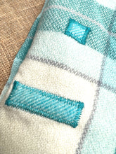 Load image into Gallery viewer, Fabulous Mint with handstitched hearts SINGLE New Zealand Wool Blanket