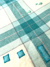 Load image into Gallery viewer, Fabulous Mint with handstitched hearts SINGLE New Zealand Wool Blanket