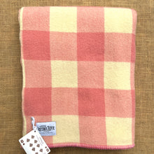 Load image into Gallery viewer, Soft Pink Check SINGLE New Zealand Wool Blanket