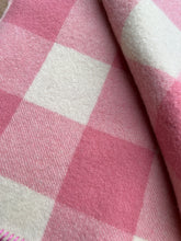 Load image into Gallery viewer, Soft Pink Check SINGLE New Zealand Wool Blanket