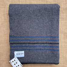 Load image into Gallery viewer, Blue Stripe Vintage Army Blanket SINGLE New Zealand Wool Blanket