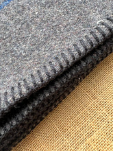 Load image into Gallery viewer, Blue Stripe Vintage Army Blanket SINGLE New Zealand Wool Blanket