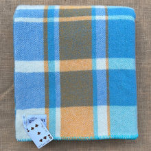 Load image into Gallery viewer, SO Soft in beautiful blues SINGLE Retro New Zealand Wool Blanket