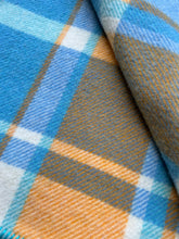 Load image into Gallery viewer, SO Soft in beautiful blues SINGLE Retro New Zealand Wool Blanket