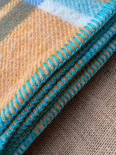 Load image into Gallery viewer, SO Soft in beautiful blues SINGLE Retro New Zealand Wool Blanket
