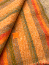 Load image into Gallery viewer, Bright orange stripe retro SINGLE New Zealand wool blanket