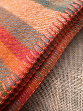 Load image into Gallery viewer, Bright orange stripe retro SINGLE New Zealand wool blanket