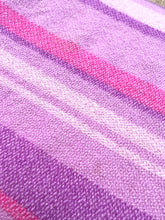 Load image into Gallery viewer, Pretty purple striped DOUBLE New Zealand wool blanket