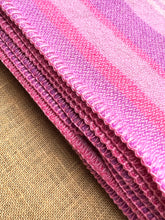 Load image into Gallery viewer, Pretty purple striped DOUBLE New Zealand wool blanket