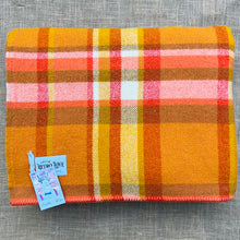 Load image into Gallery viewer, Ultra Bright Retro Orange DOUBLE Pure New Zealand Wool Blanket.