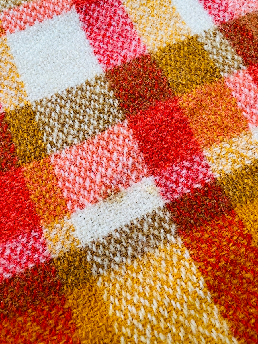 Ultra Bright Retro Orange DOUBLE Pure New Zealand Wool Blanket. Fresh