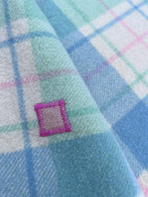 Load image into Gallery viewer, Pretty Mint and Blue KING SINGLE New Zealand Wool Blanket